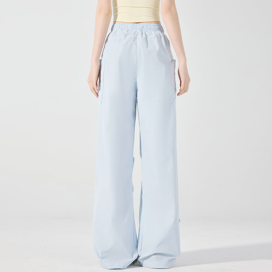 Damen Weite technische Cargo-Hose mit Kordelzugbund, verstellbarem Saum und Multifunktions-Taschen Drune