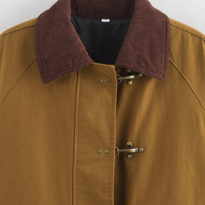 Damen modische Utility-Jacke mit aufgesetzten Taschen und Karottenkragen Drune