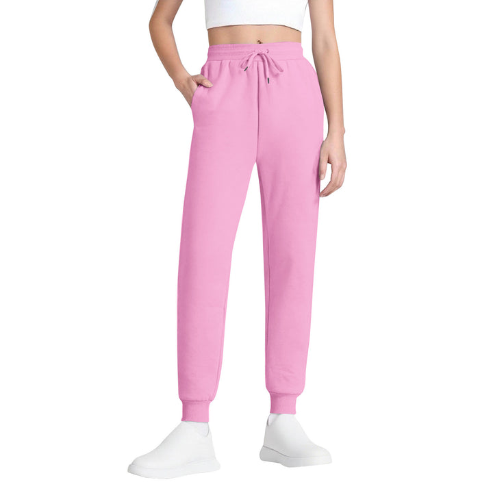 Damen nan schlanke hochgeschnittene Jogginghose mit Tunnelzug, Eingrifftaschen und Bündchen Drune