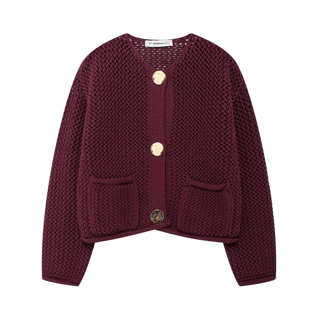 Damen Strickjacke mit dekorativen Knöpfen und praktischen Taschen Drune
