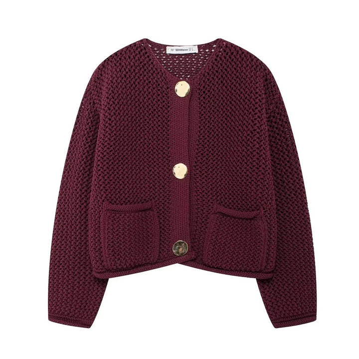 Damen Strickjacke mit dekorativen Knöpfen und praktischen Taschen Drune