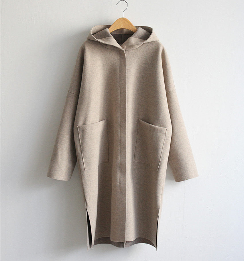 Damen Mischung aus Wollmantel Drune