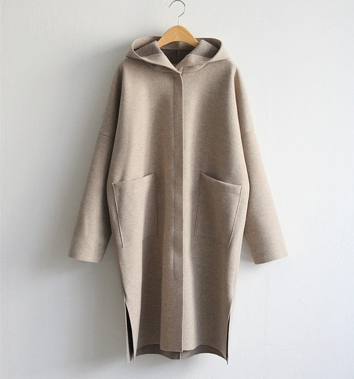 Damen Mischung aus Wollmantel Drune