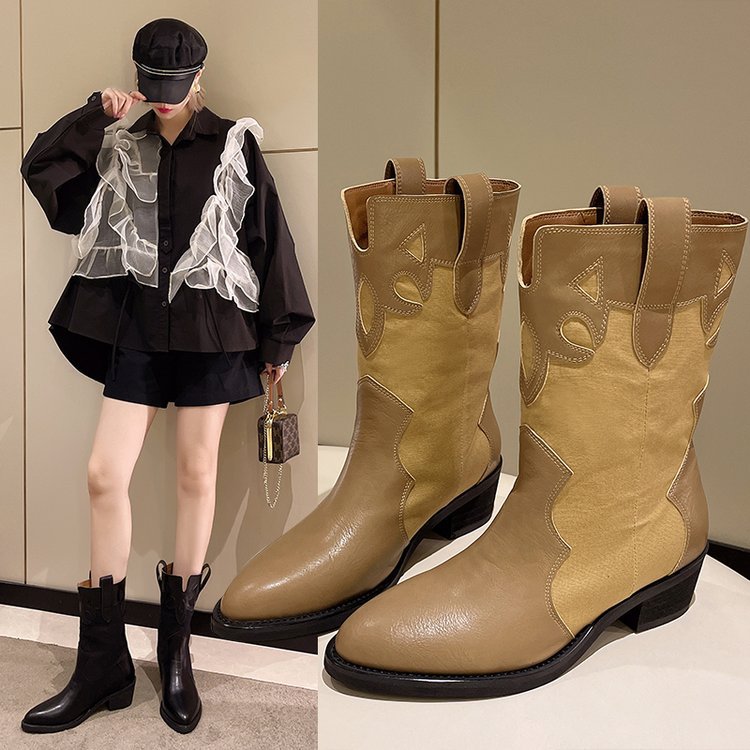 Damen Cowboy-Stiefel mit modischem Stickmotiv Drune