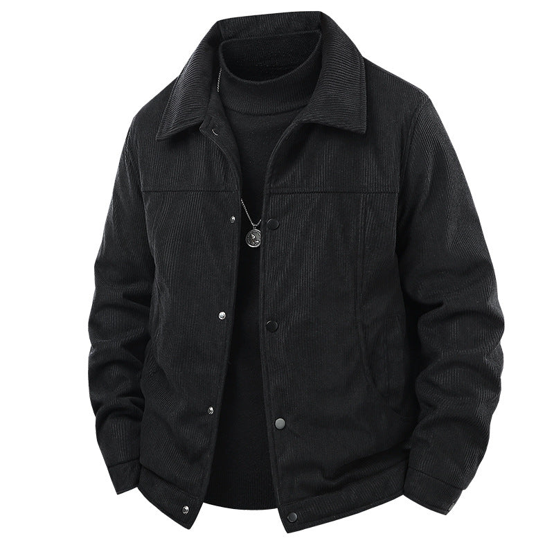 Herren Cordjacke im lässigen Worker-Style mit Druckknopfverschluss und seitlichen Eingrifftaschen Drune