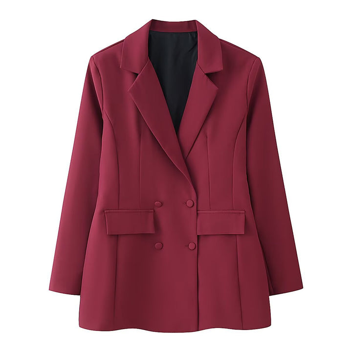 Damen 20+ taillierter doppeltreihiger Blazer mit Pattentaschen und fein strukturierter Silhouette Drune