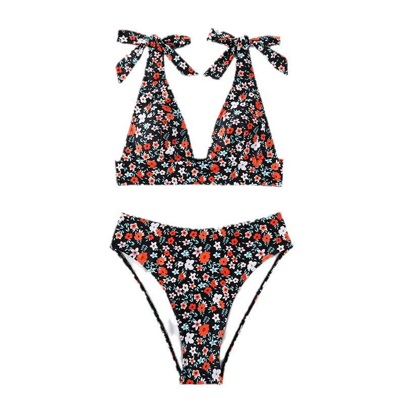Damen Triangel-Bikini mit verstellbaren Schulterdetails und floralem Muster Drune