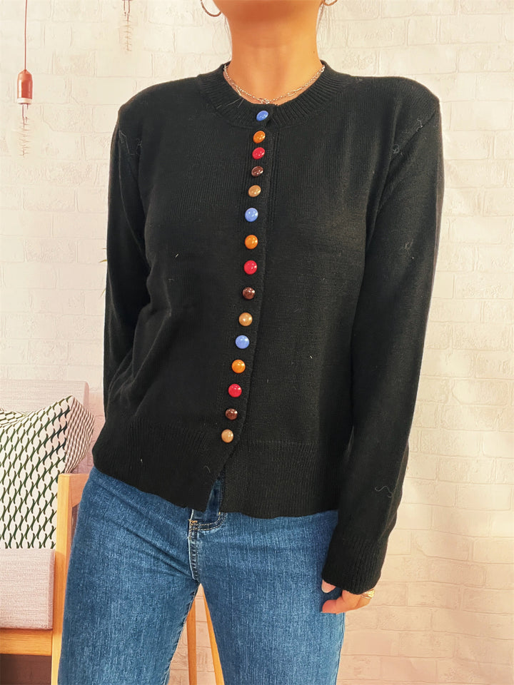 Damen Strickjacke mit farbenfrohem Knopfdetail Drune