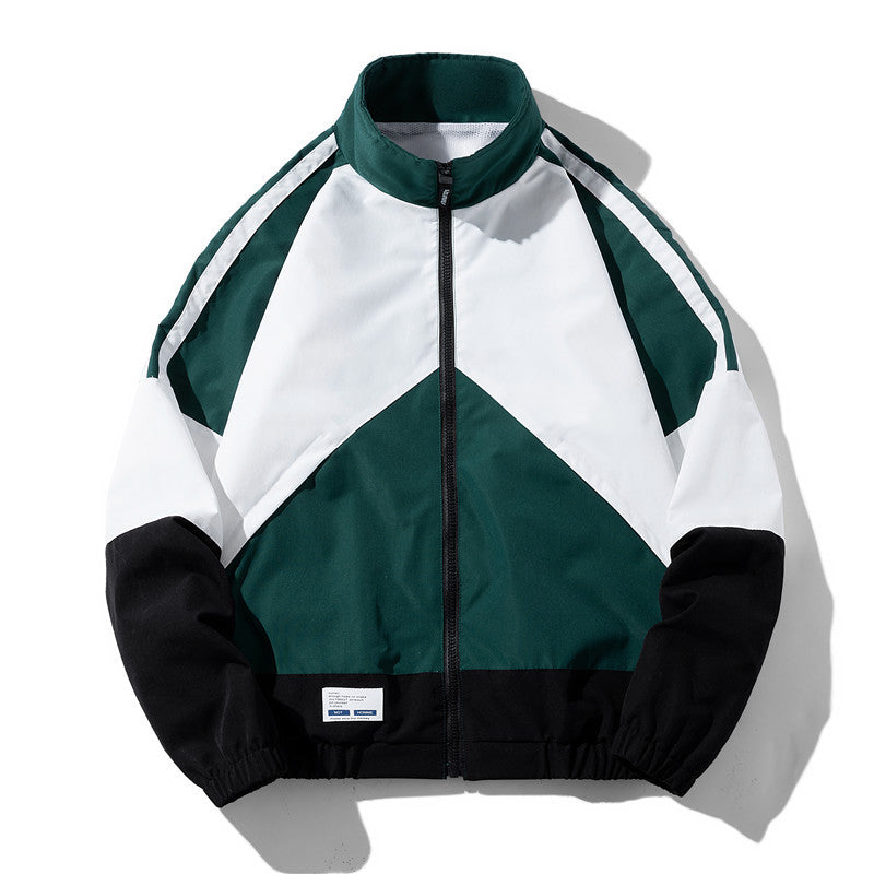 Herren Sportliche Track-Windbreakerjacke mit Stehkragen, Mesh‑Futter und Reißverschlusstaschen Drune