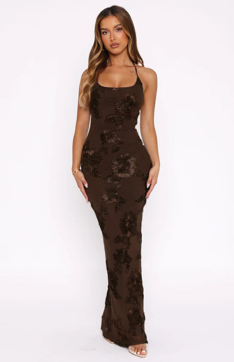 Damen Elegantes Maxikleid mit floralem Muster und Trägern Drune