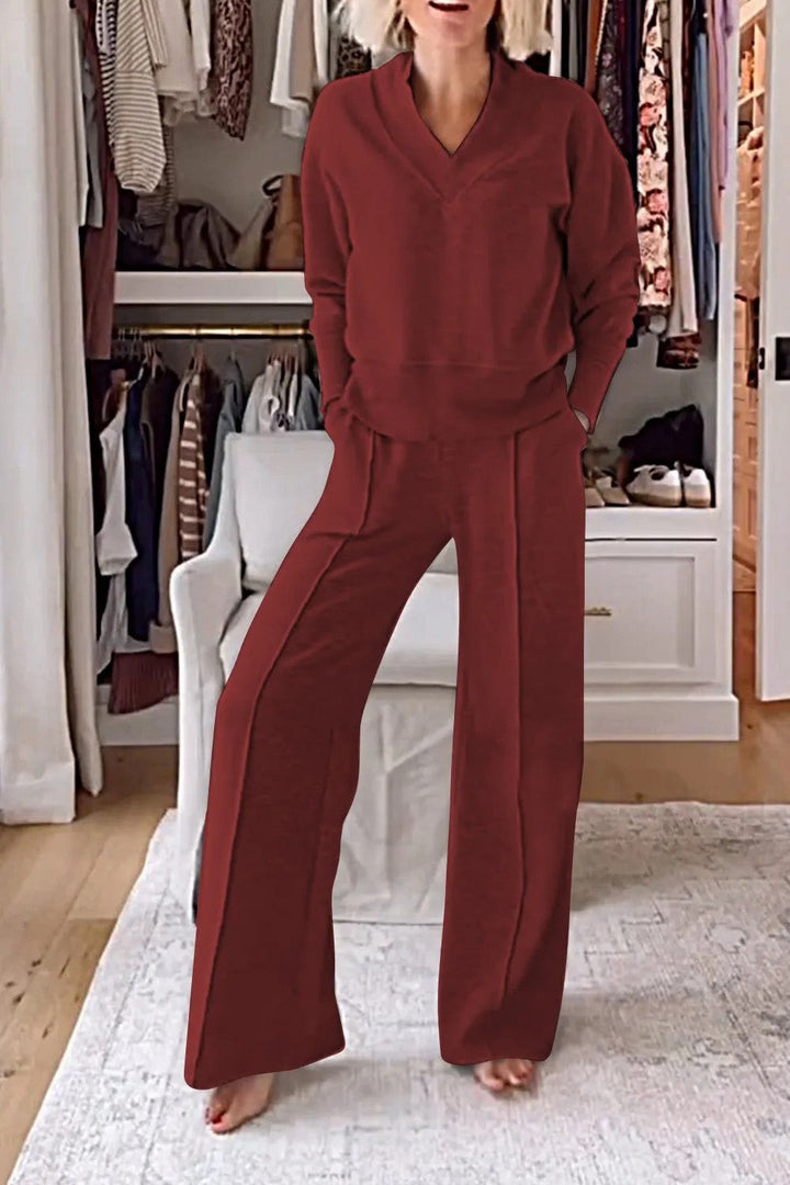 Drune | Lockeres Oberteil und Hose mit weitem Bein Set