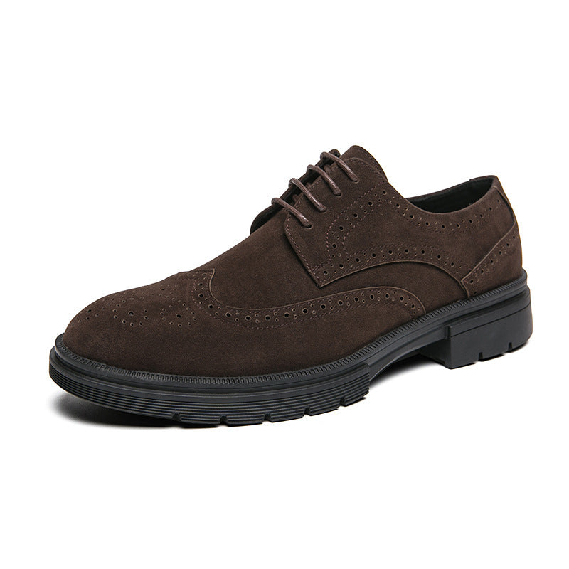 Herren Brogue-Derby aus Veloursleder mit gepolstertem Komfortfußbett und profilierter Gummilaufsohle Drune