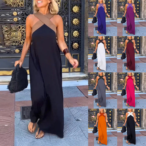 Damen Maxikleid mit modernem X-Trägerdesign Drune
