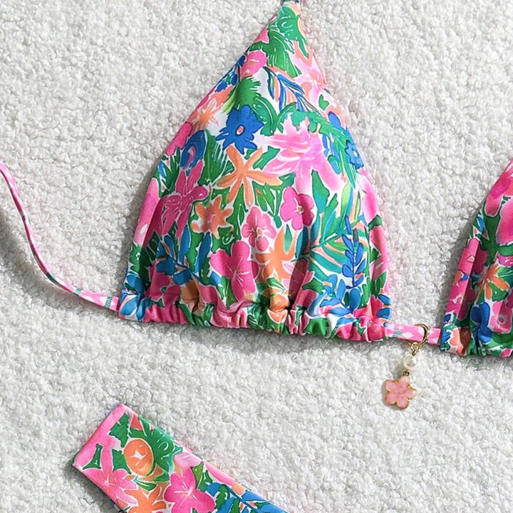 Damen Triangel-Bikini mit floralem Design Drune