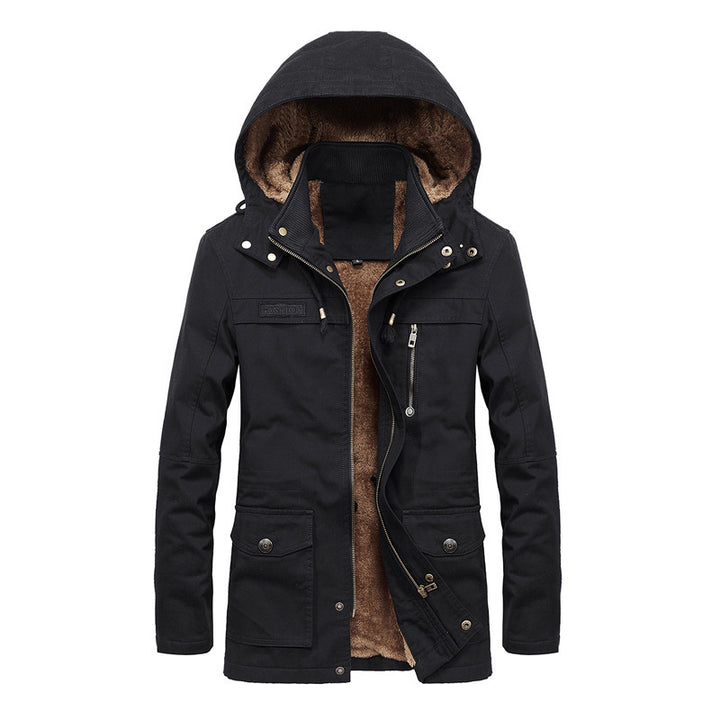 Herren Utility-Parka mit Teddyfleece-Innenfutter, versteckter Frontleiste und multifunktionalen Taschen Drune