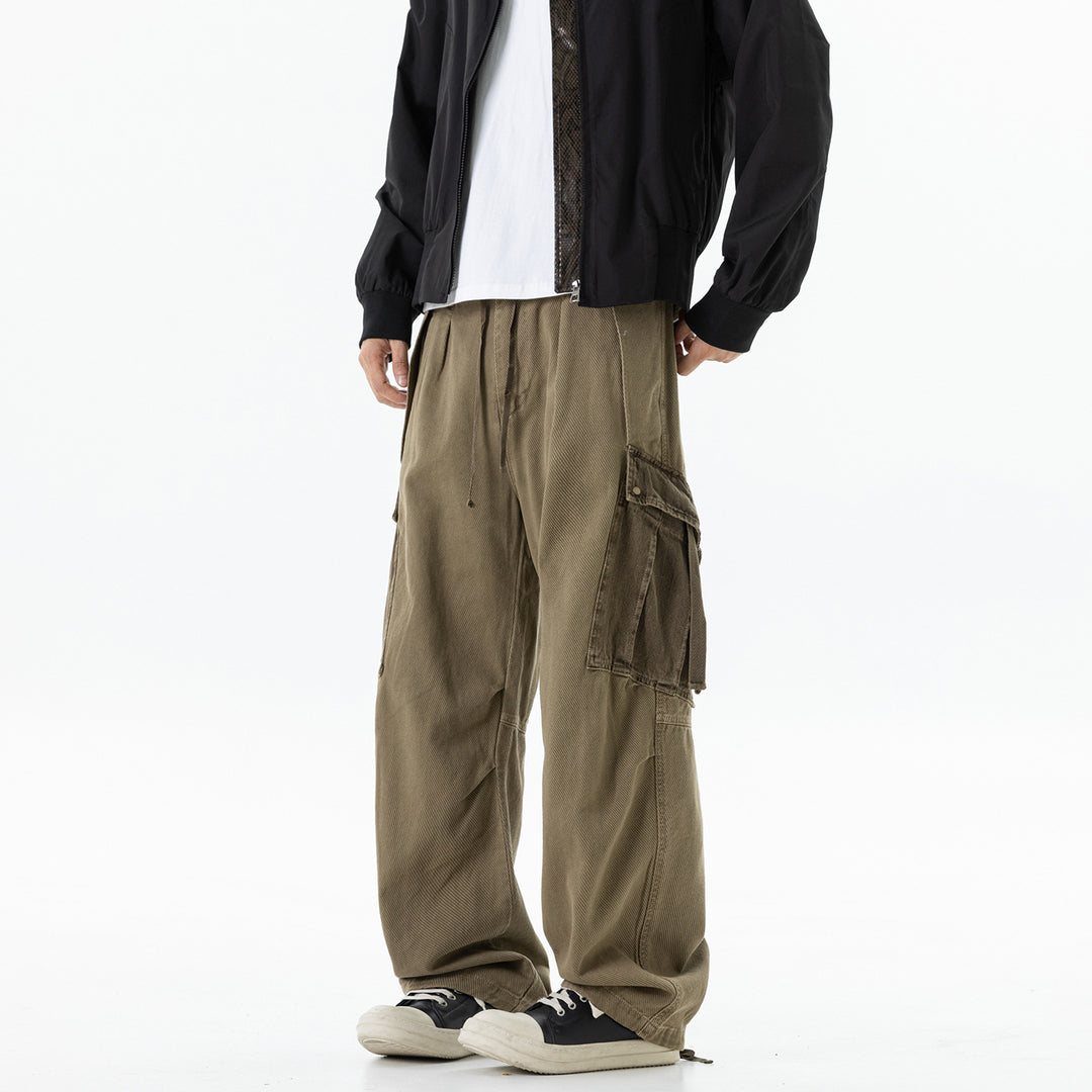 Herren Cargo-Hose mit Kordelbund, weitem Schnitt und Mehrfachtaschen Drune