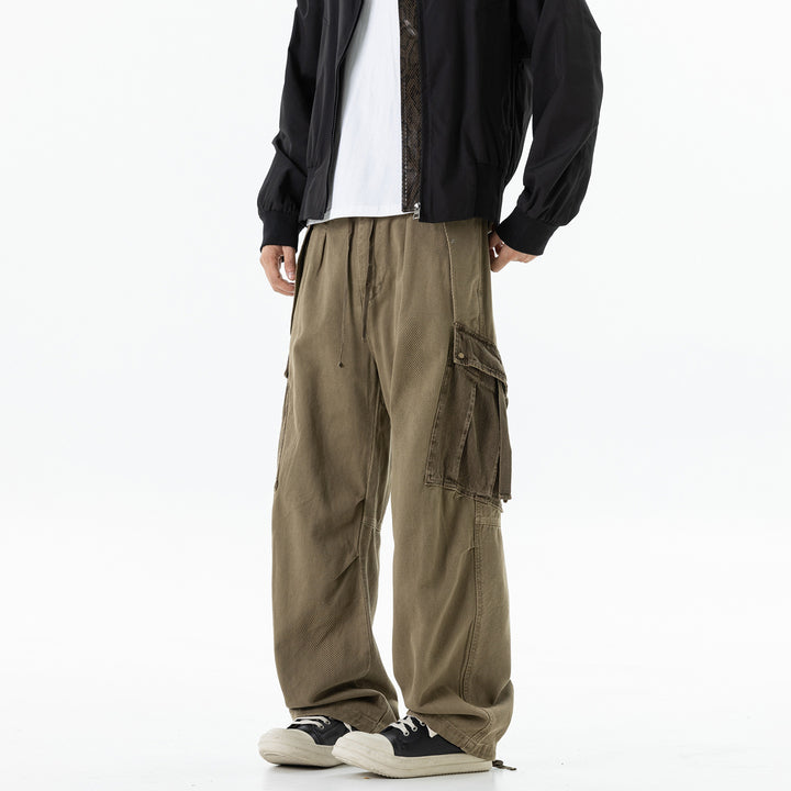 Herren Cargo-Hose mit Kordelbund, weitem Schnitt und Mehrfachtaschen Drune