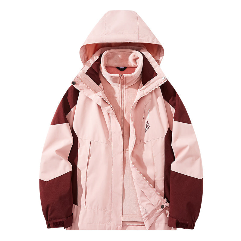 Herren Wasserabweisende zweilagige Trekkingjacke mit abnehmbarer Fleece-Innenjacke und Kapuze Drune