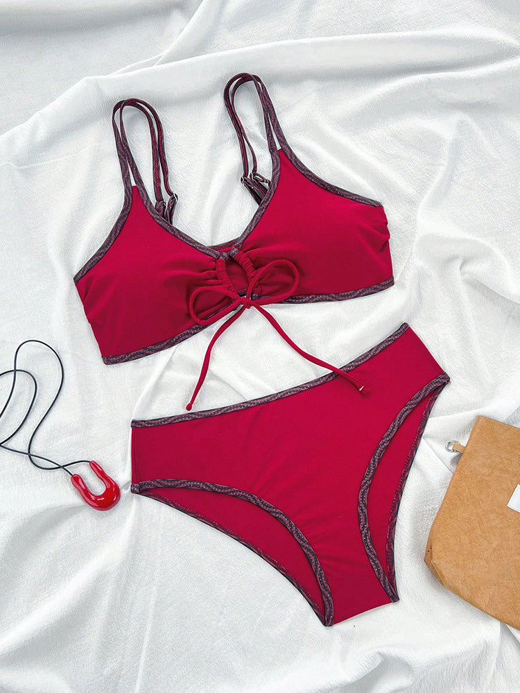 Damen Triangel-Bikini mit verspieltem Leopardenmuster und verstellbaren Trägern Drune