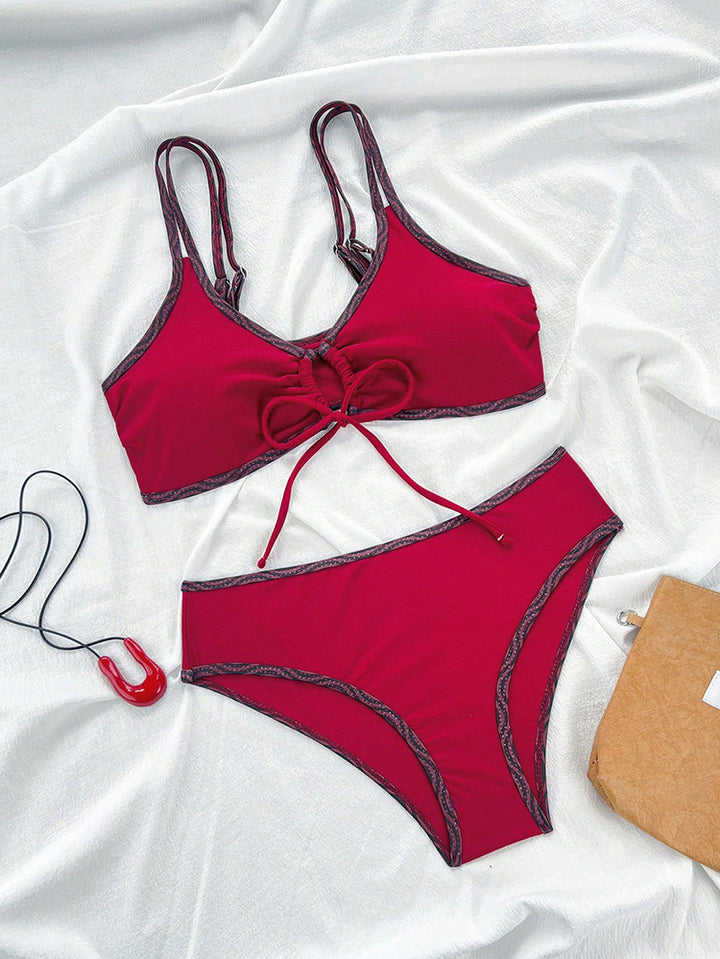Damen Bikini-Set mit elastischen Trägern und animalischem Muster Drune