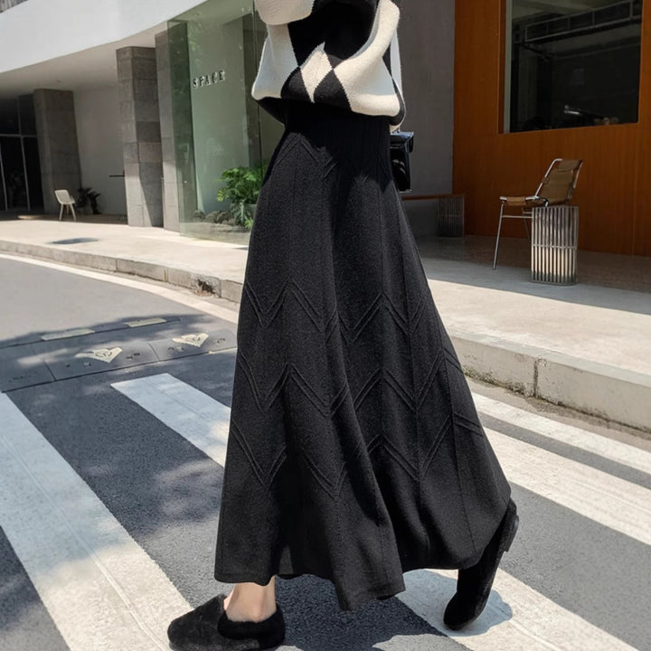 Damen Eleganter, schwingender Maxirock mit strukturiertem Design Drune