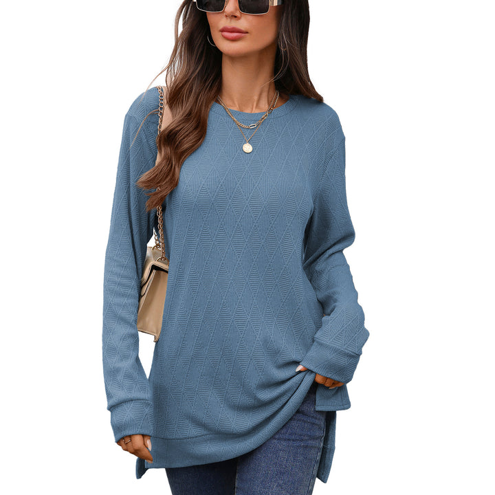Damen Langarmshirt mit strukturiertem Muster und seitlichen Schlitzen Drune
