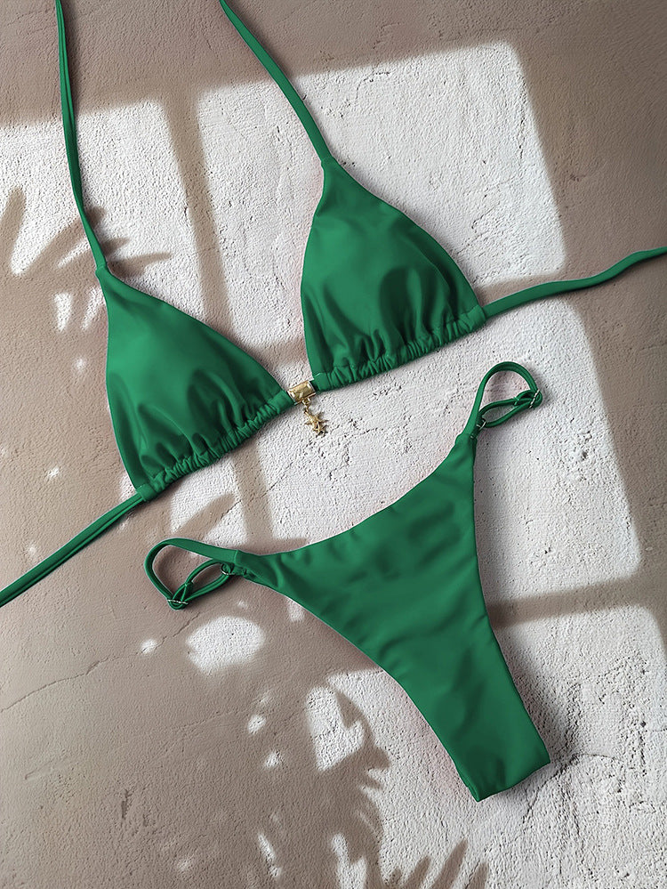 Damen Triangel-Bikini mit verstellbaren Trägern und elegantem Schmuckdetail Drune