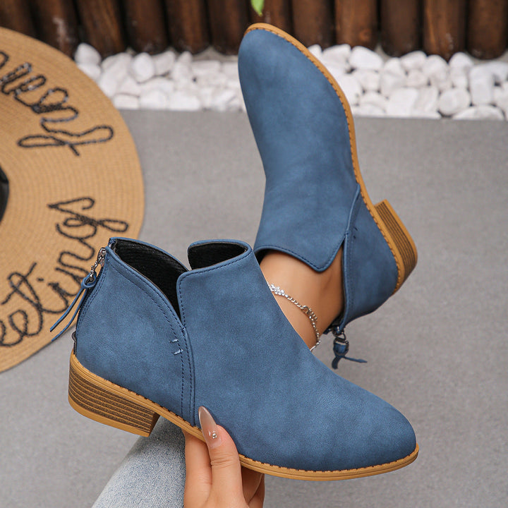 Damen modische Ankle Boots mit seitlichem Reißverschluss und geschmackvollem Design Drune