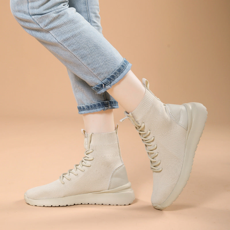Damen High-Top Sock-Style Sneakers mit atmungsaktivem Strick-Obermaterial Drune