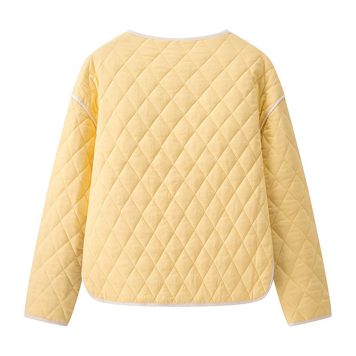 Damen gesteppte Kurzjacke mit Diamantstepp, kontrastierter Paspel und abgerundetem Saum Drune