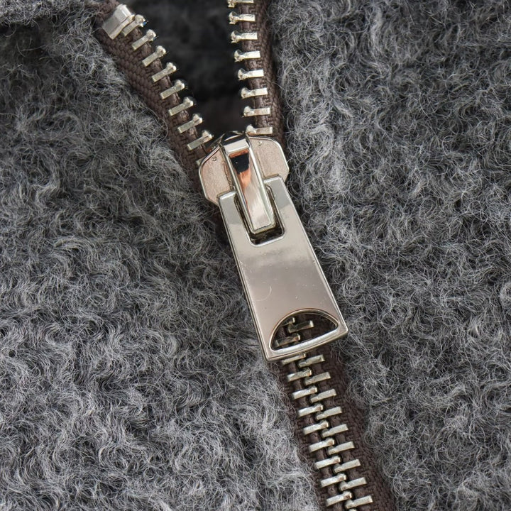 Damen Kurze Wolloptik-Boxyjacke mit Reißverschluss und aufgesetzten Pattentaschen Drune
