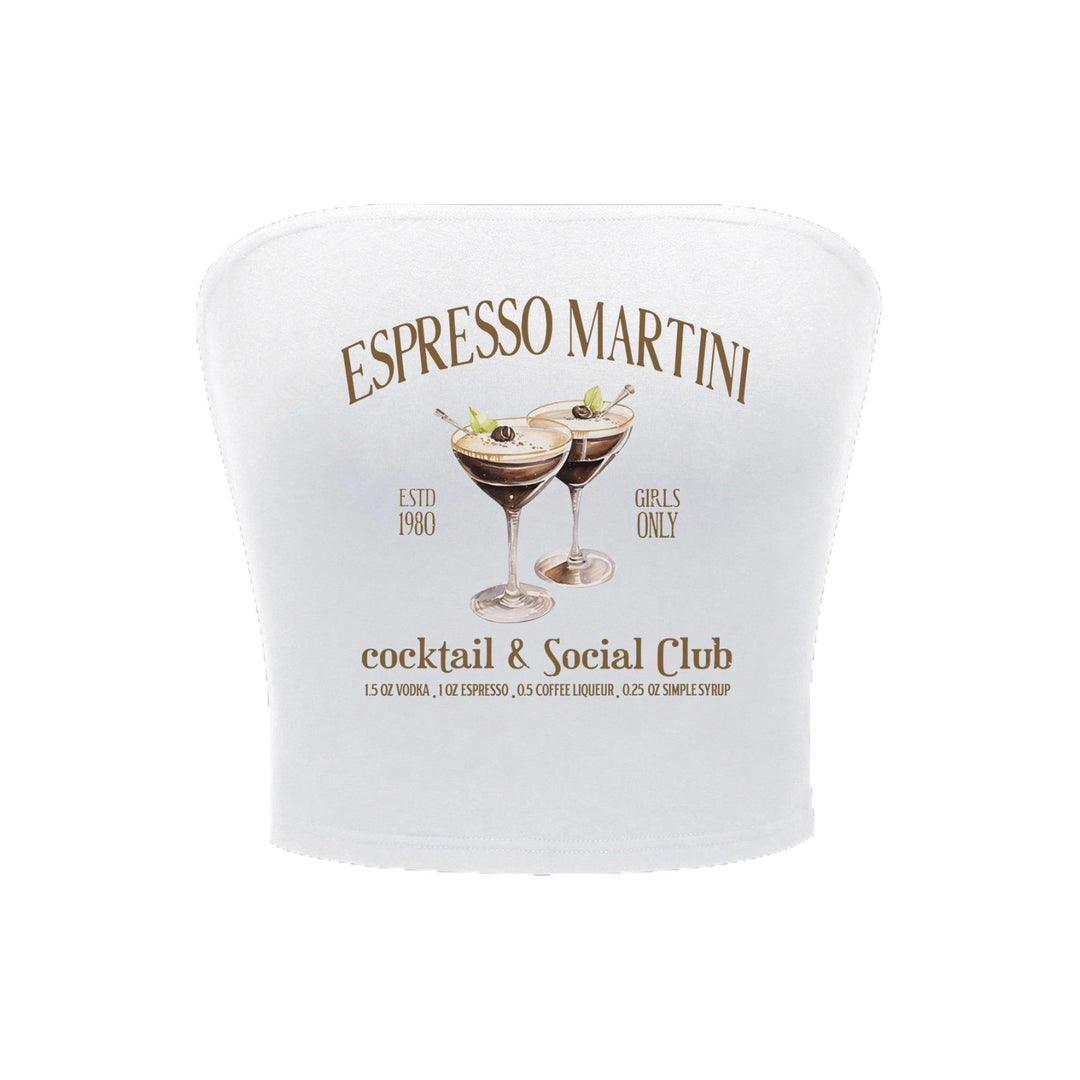 Damen Bandeau Top mit Espresso Martini Aufdruck und figurbetontem Schnitt Drune