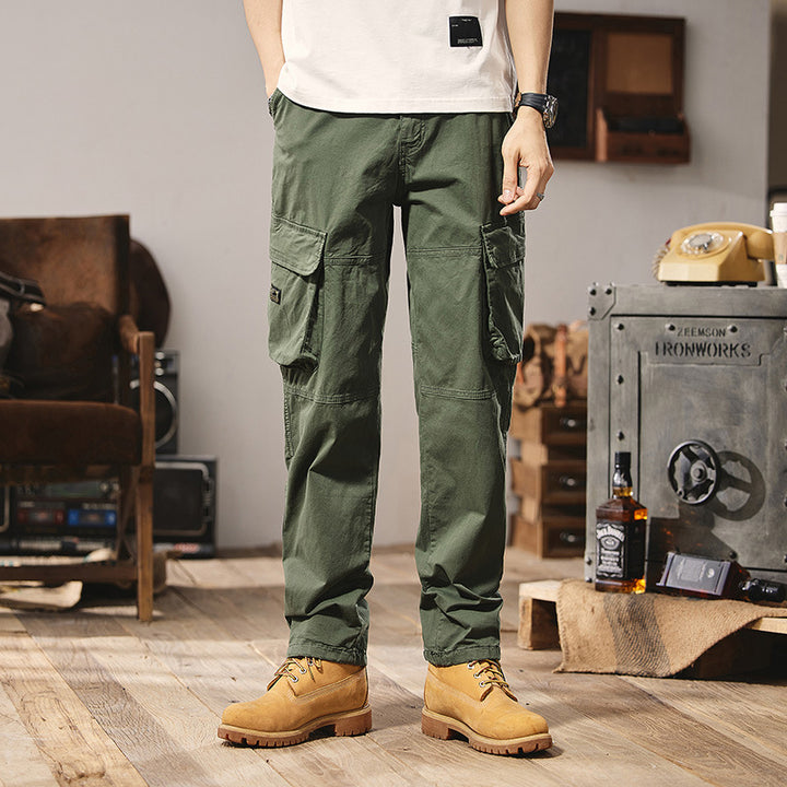 Herren Funktionale Cargo-Arbeitshose mit Kniepasse, Mehrfach‑Klappentaschen und Relaxed‑Straight‑Schnitt Drune