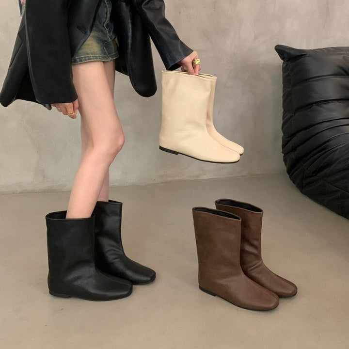 Damen Modische Stiefel ohne Schnürung Drune