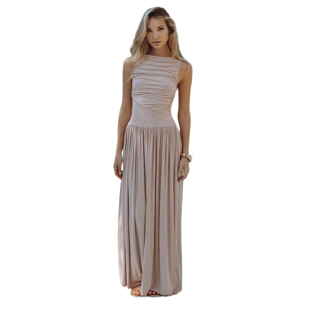 Damen Maxikleid mit figurbetontem Oberteil und fließendem Rock Drune