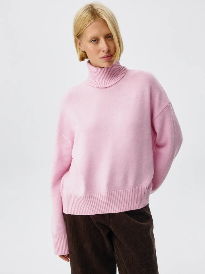 Damen Gemütlicher Rollkragenpullover mit oversized Schnitt und feiner Rippstruktur Drune