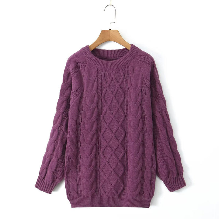 Damen Luxus gestrickter Pullover mit Zopfmuster Drune