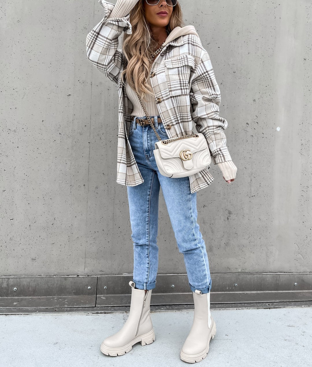 Drune | Street Style Chic karierte Jacke mit Kapuze