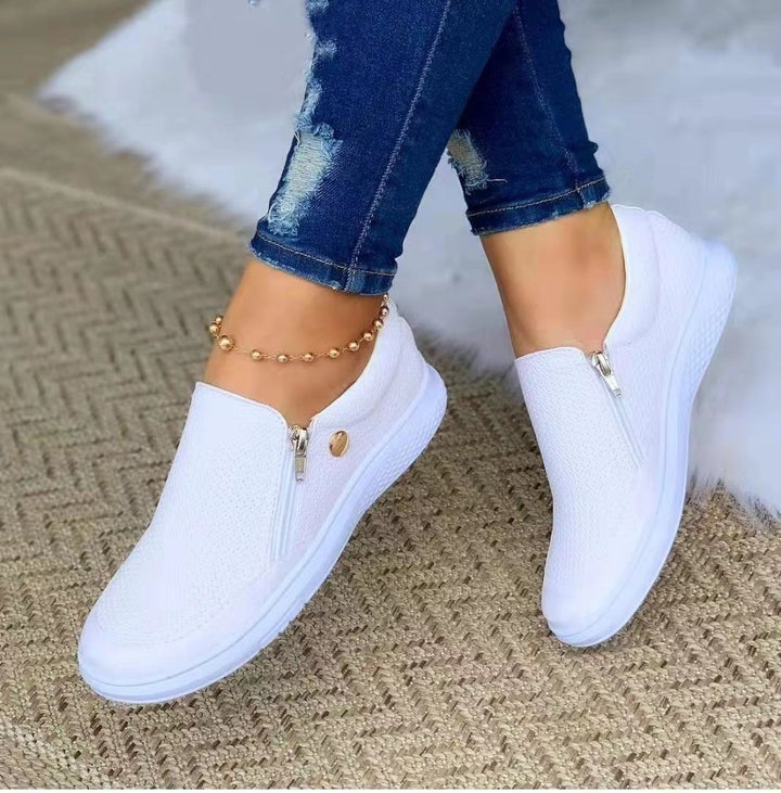 Damen Slip-On Mesh-Sneaker mit seitlichem Zipper und dicker Gummisohle Drune