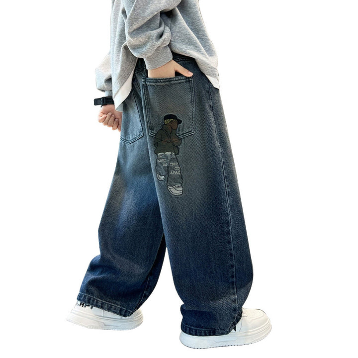Unisex weite Denim-Hose mit einzigartigen Applikationen Drune