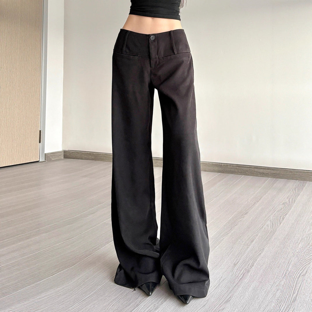 Damen Weite Flared-Hose mit hohem Bund und seitlichen Taschen Drune
