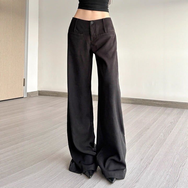 Damen Weite Flared-Hose mit hohem Bund und seitlichen Taschen Drune