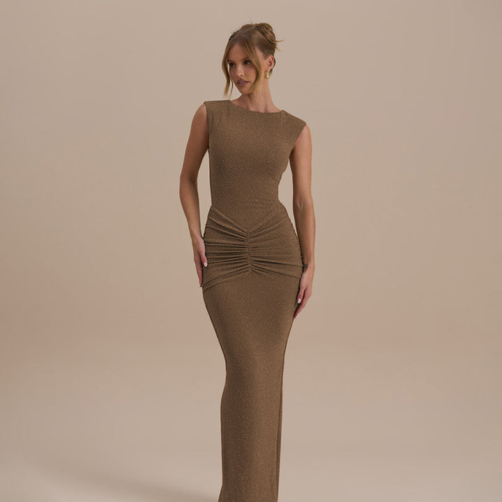 Damen glamouröses Abendkleid mit figurbetontem Schnitt und eleganter Raffung Drune