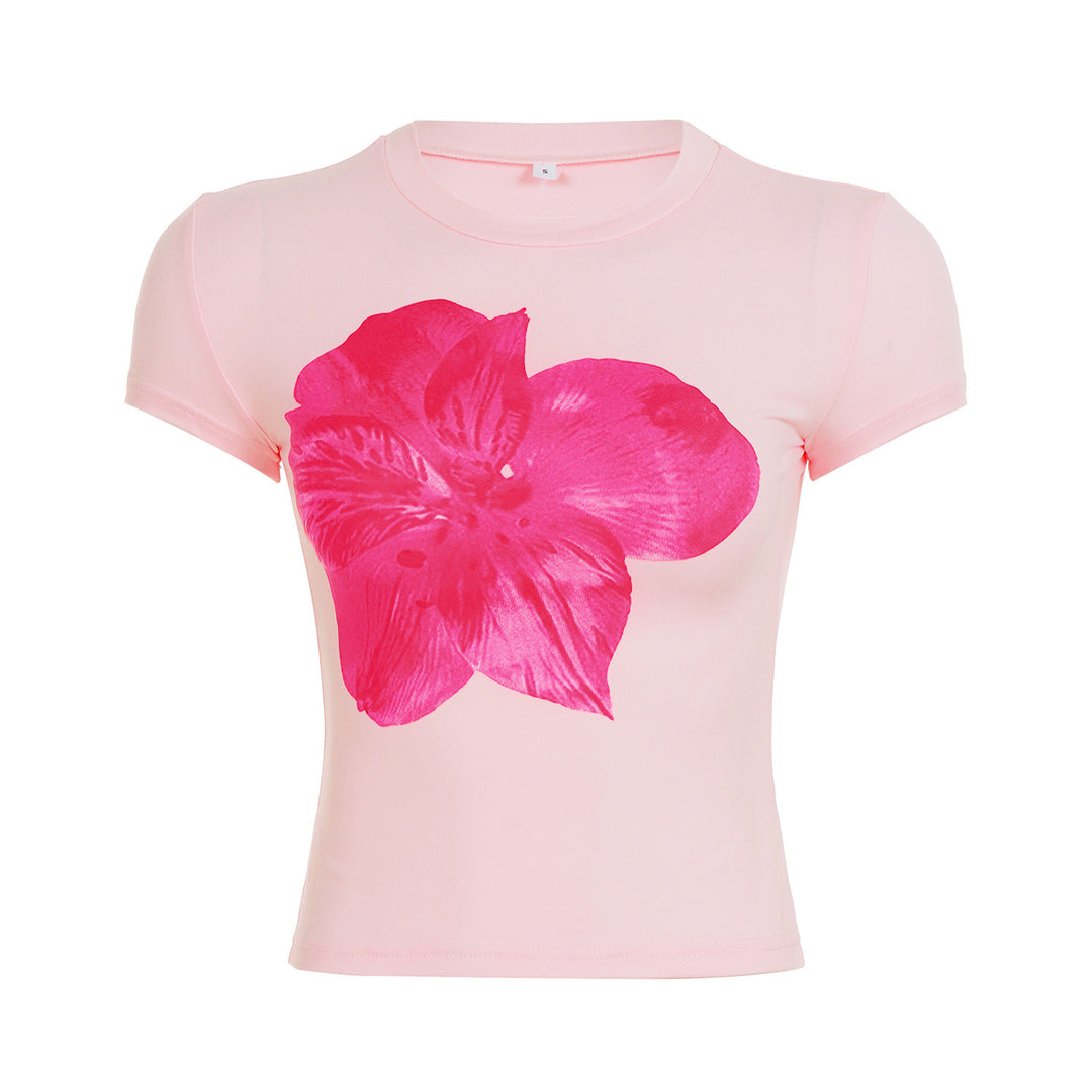 Damen T-Shirt mit floralem Aufdruck Drune