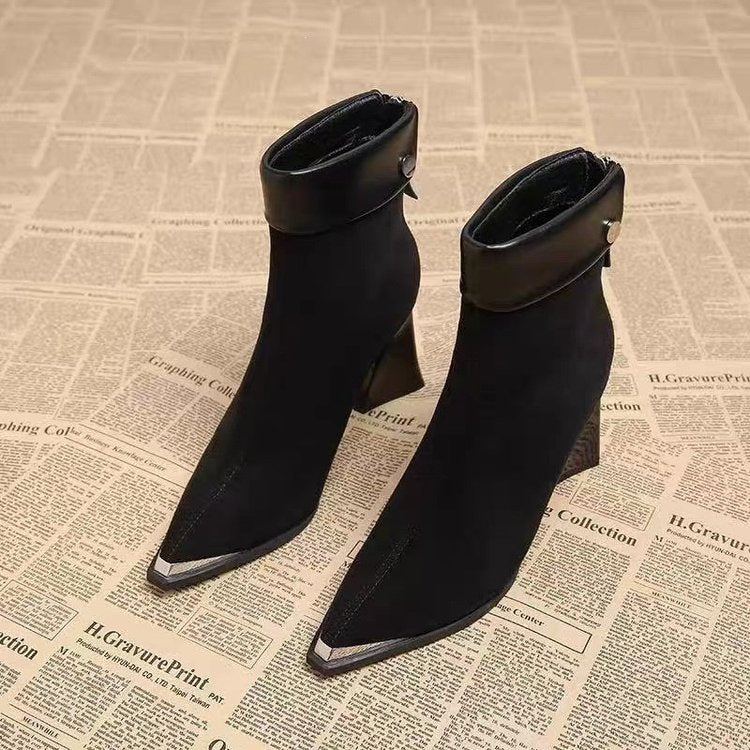 Damen Elegante Blockabsatz-Stiefeletten Drune