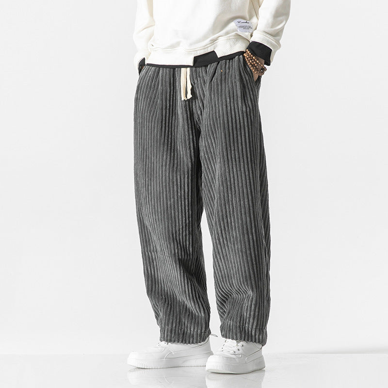 Herren Weit geschnittene Cord-Ballonhose mit Tunnelzugbund und breitem Rippenrelief Drune