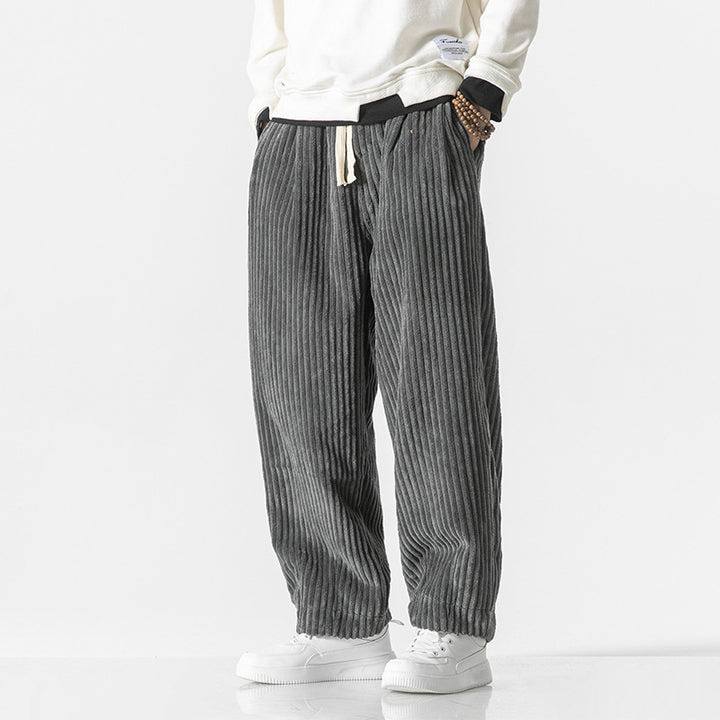 Herren Weit geschnittene Cord-Ballonhose mit Tunnelzugbund und breitem Rippenrelief Drune