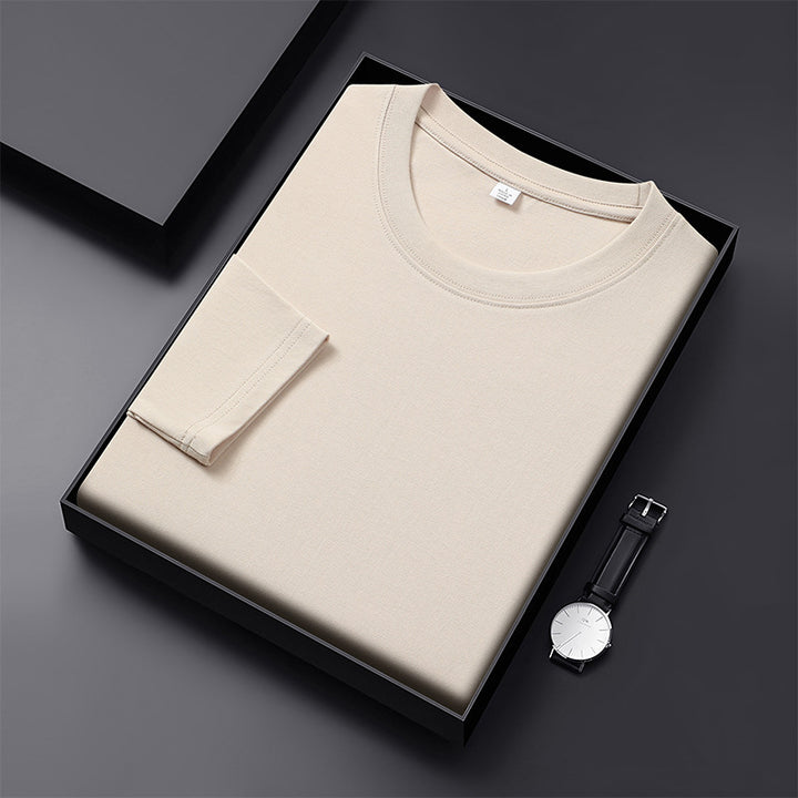 Herren Langarmshirt aus Premium-Baumwollmix mit Rundhalsausschnitt und feiner Rippstruktur Drune