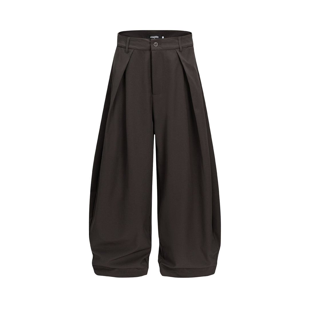 Damen Weite Culotte-Hose mit hoher Leibhöhe, Kellerfalten und verkürztem Saum Drune