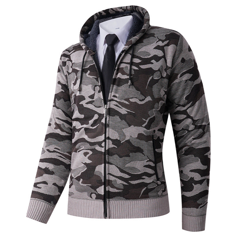Herren modischer Hoodie mit gefütterter Kapuze und kräftigem Camouflage-Muster Drune